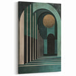 Geometric Archway Abstract Art - Green and Gold Minimalist Design