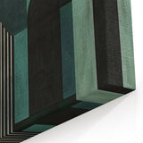 Geometric Archway Abstract Art - Green and Gold Minimalist Design