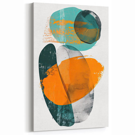 Playful Abstract Geometric Art - Teal and Orange Minimalist Wall Decor