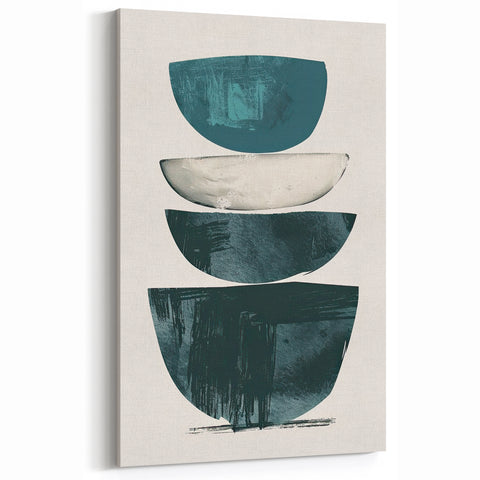 Stacked Geometric Abstract Art - Minimalist Blue and Green Wall Decor