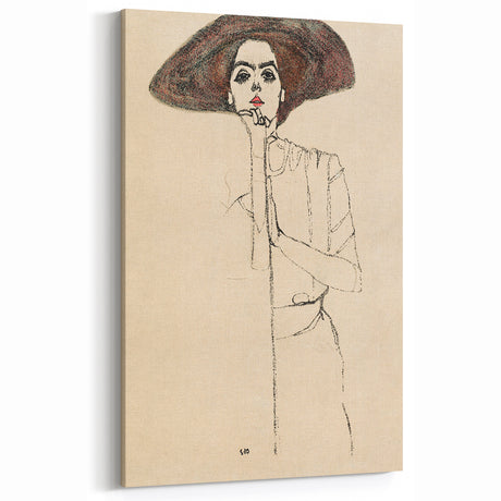 Timeless Art Deco Wall Art - Minimalist Woman in Large Hat Illustration