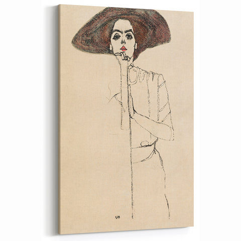 Timeless Art Deco Wall Art - Minimalist Woman in Large Hat Illustration