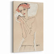 Soft Art Deco Wall Art - Minimalist Portrait of Woman in Pink Accents