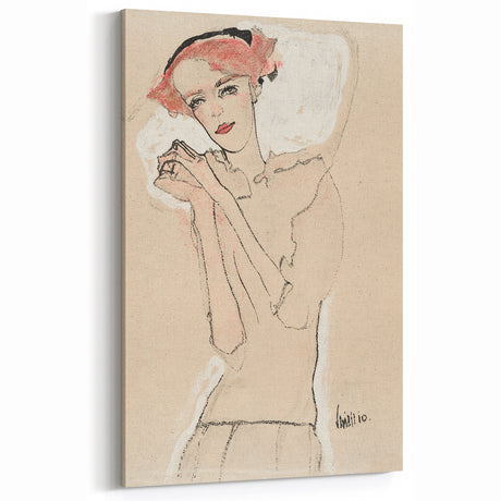 Soft Art Deco Wall Art - Minimalist Portrait of Woman in Pink Accents