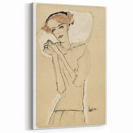 Vintage Art Deco Wall Art - Elegant Portrait with Soft Red Accents
