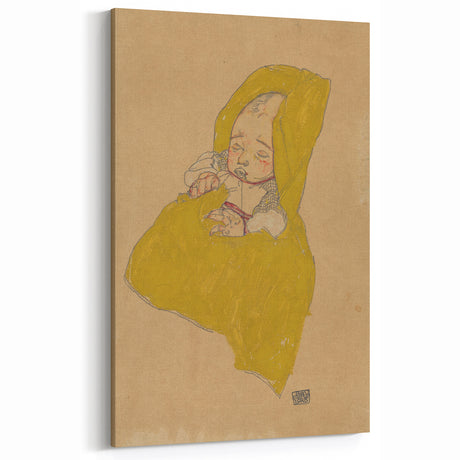 Soft Art Deco Wall Art - Portrait of Sleeping Infant in Golden Blanket