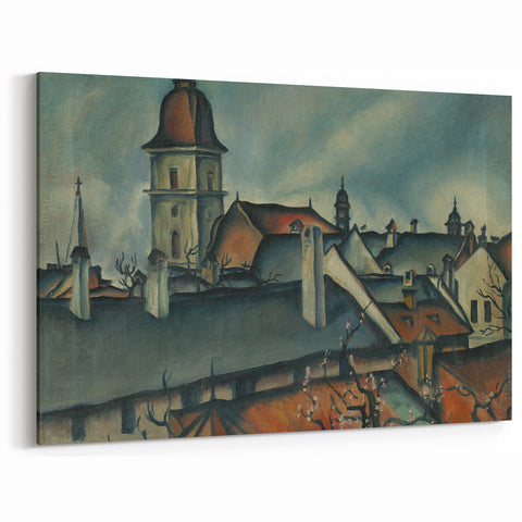 View of Košice Realism Art Print - Classical Realism Canvas Wall Decor