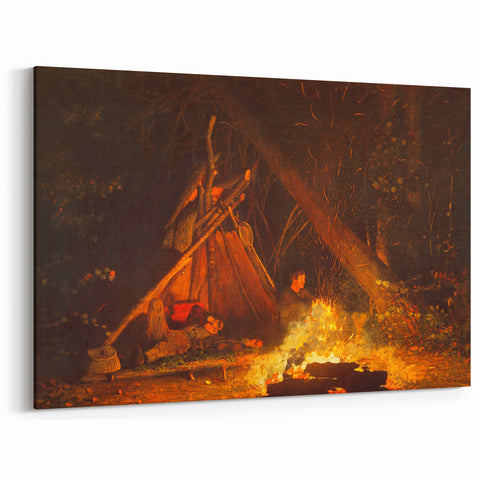Camp Fire Realism Art Print - Winslow Homer Nighttime Wilderness Scene