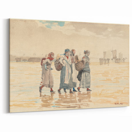 Four Fishwives on the Beach Realism Art Print - Winslow Homer Coastal Scene