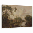Town with River Realism Art Print - Serene Dutch Landscape Scene