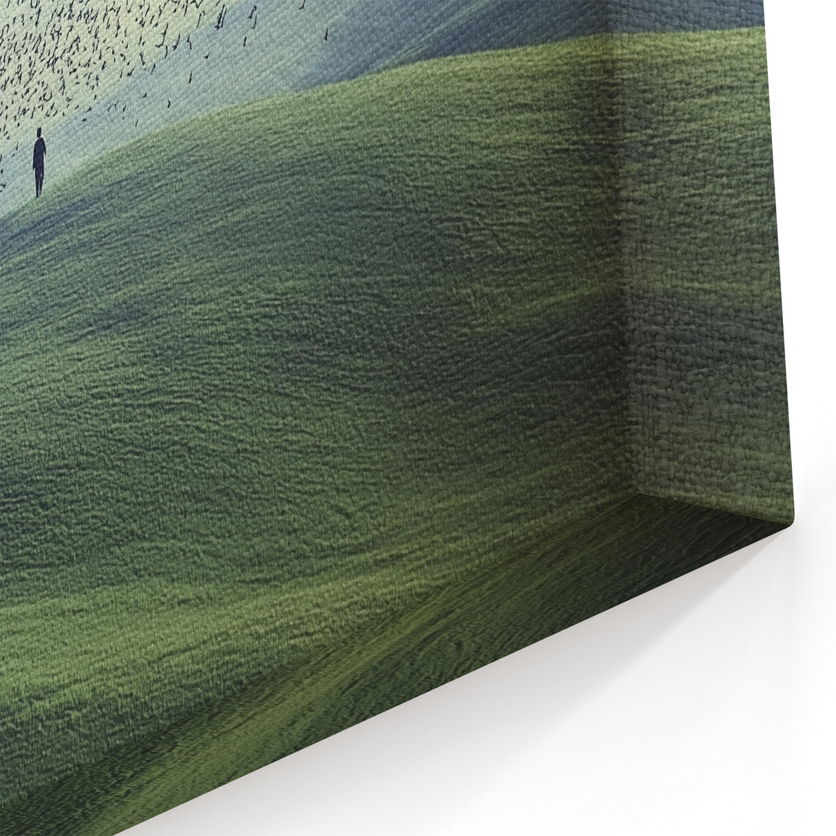 Country Life Art - Birds in Flight Over Serene Green Hill Landscape
