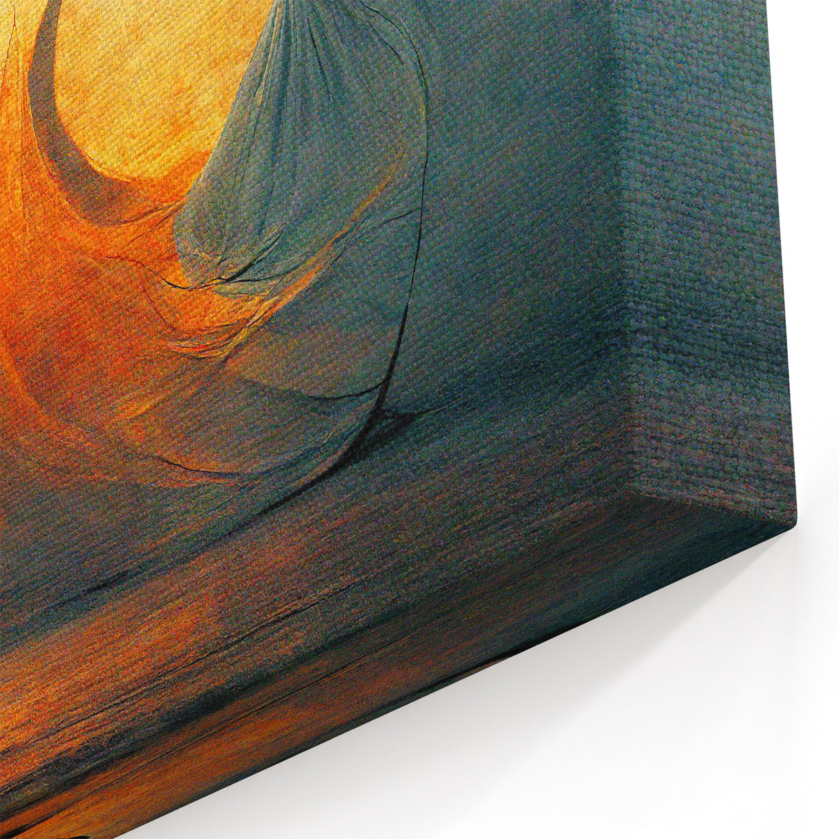 Abstract Dervish Dance Art - Spiritual Figures in Fiery Orange Glow