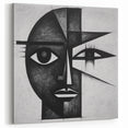 Modern Monochrome Face Art - Black and White Abstract Figurative Design