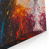 Abstract Romantic Dance Art - Vibrant Couple in Blue and Orange