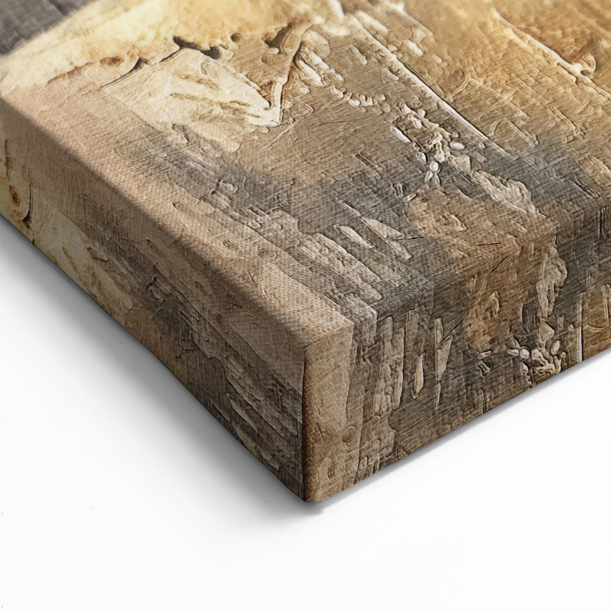 Golden Tree Line Abstract Landscape - Elegant Nature Wall Art Canvas