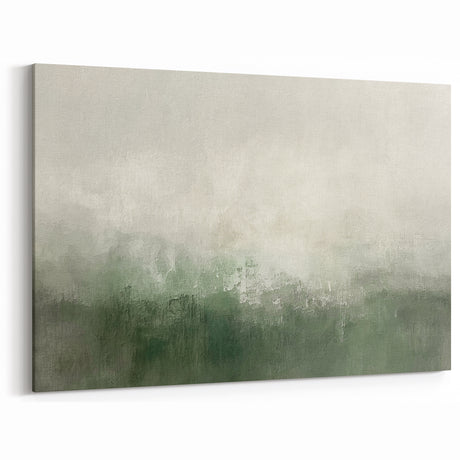 Soft Abstract Landscape in Green and Gray - Minimalist Nature Wall Art