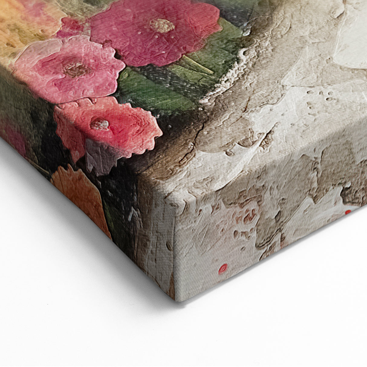 Charming Cottage Abstract Art – Rustic Flowered Landscape Canvas Print