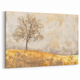 Rustic Golden Tree Landscape - Minimalist Abstract Canvas Wall Art
