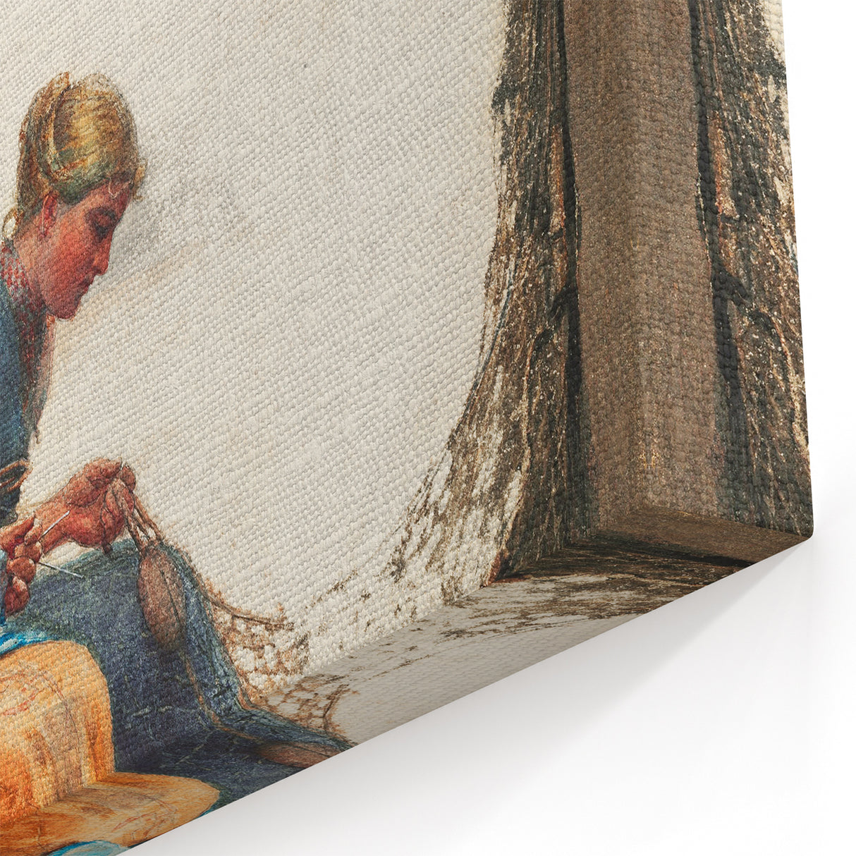 Mending the Nets Realism Art Print - Winslow Homer Coastal Canvas Decor