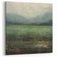 Moody Green Landscape - Textured Misty Field Abstract Canvas Art