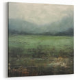 Moody Green Landscape - Textured Misty Field Abstract Canvas Art