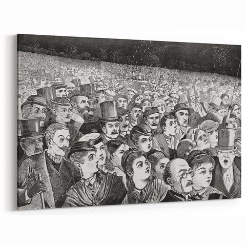 Fourth of July Fireworks Print - Winslow Homer Festive Crowd Scene Art