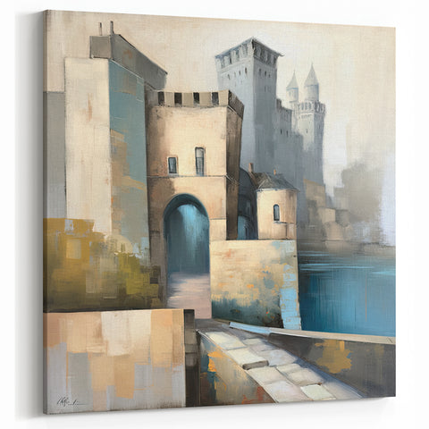 Medieval Fortress Architecture Art - Abstract Castle Canvas Print