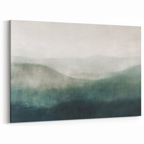 Serene Mountain Abstract Landscape – Soft Green Hues on Canvas