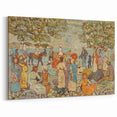 Modern Beach Scene Art Print – Contemporary Crowd & Donkeys