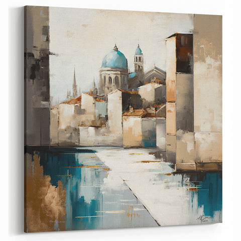 Architectural Cityscape Wall Art - Contemporary Urban Canvas Print