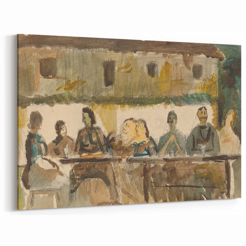 Modern Wall Art Print - Feast Scene in Earthy Tones - Unique Decor Piece