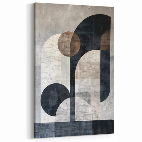 Textured Geometric Abstract Art in Black and Brown - Modern Wall Decor