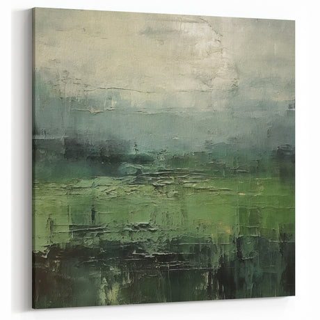 Deep Green Landscape Abstract Art – Serene Nature-Inspired Canvas Decor