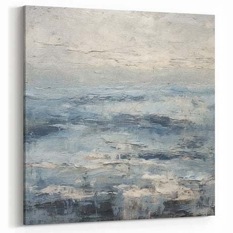 Calm Blue Ocean Abstract Landscape Art – Modern Tranquil Canvas Decor