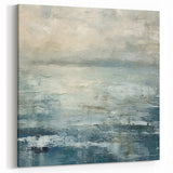 Contemporary Seascape Wall Art - Misty Horizon and Ocean Waves Canvas