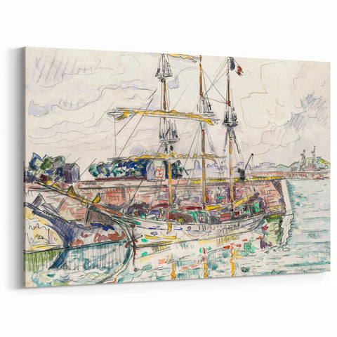 Modern Wall Art: Nautical Scene at Saint-Malo Harbor, Abstract Style