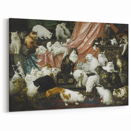 Modern Wall Art: Charming Cat Scene in Elegant Victorian Style