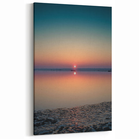 Sunset Glow Abstract Landscape Art - Vibrant Pink & Blue Wall Decor
