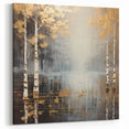 Modern Landscape Wall Art - Gold and Gray Abstract Forest Canvas Print
