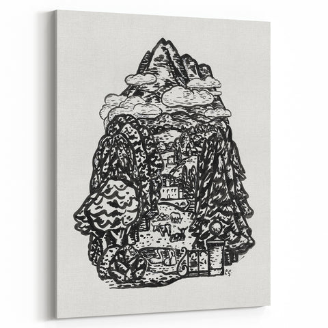 Modern Wall Art - Black & White Mountain Landscape - Contemporary Print