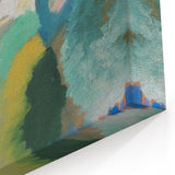 Modern Wall Art - Colorful Abstract Landscape with Church - Art Print