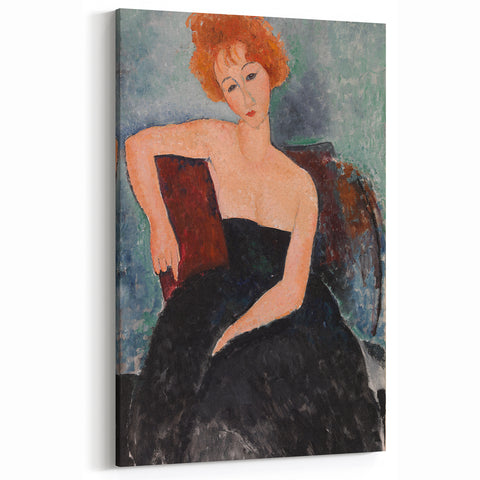 Modern Wall Art - Elegant Redheaded Woman in Evening Dress - Art Print