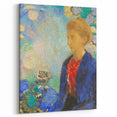 Modern Wall Art - Elegant Portrait of a Woman with Floral Background - Print