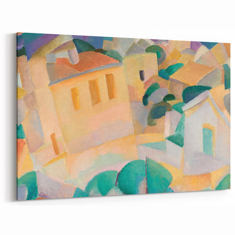 Modern Wall Art – Abstract Geometric Landscape with Soft Pastel Tones