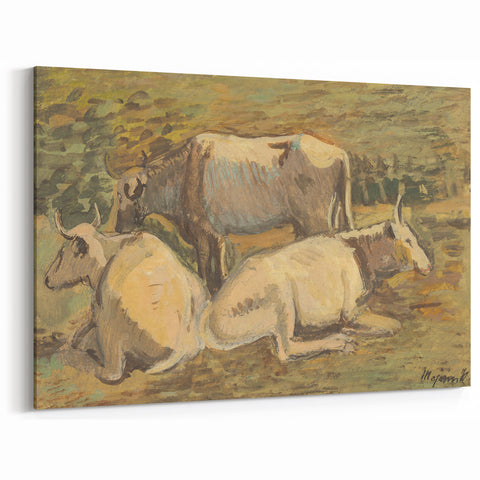 Pastoral Cows Modern Wall Art - Tranquil Contemporary Decor for Living Rooms