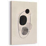 Abstract Minimalist Circle Art - Black and Gray Geometric Canvas Print