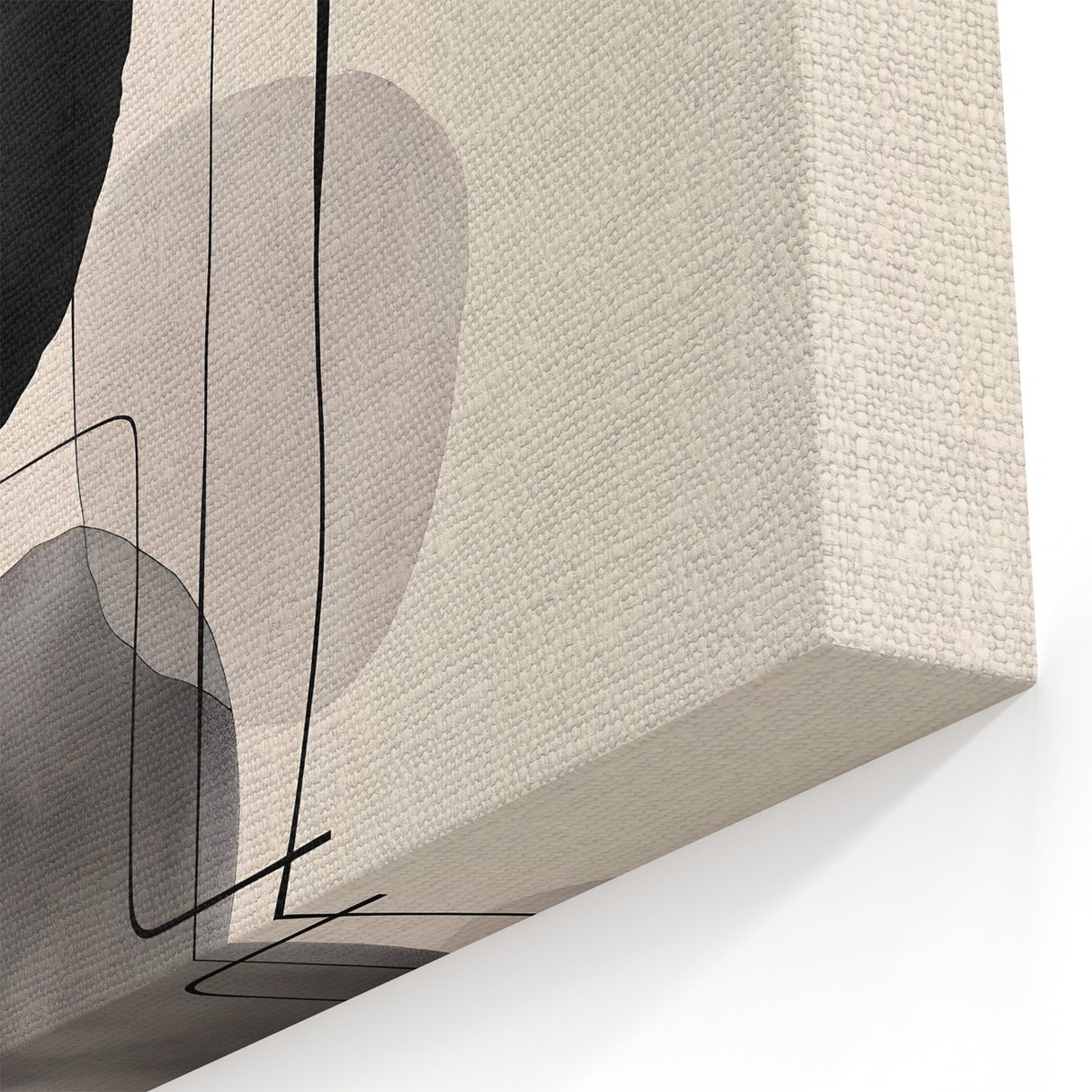 Abstract Minimalist Circle Art - Black and Gray Geometric Canvas Print