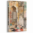 Eclectic Abstract Architecture Canvas - Beige, Gold, and Teal Wall Art