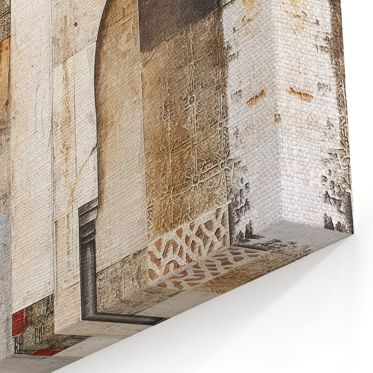 Intricate Archway Abstract Architecture Canvas - Beige and Green Wall Art