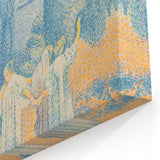 Serene Lakeside Promenade - Modern Wall Art with Pointillist Style